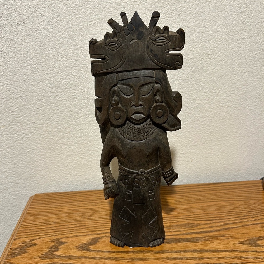 Handcrafted Wooden Reproduction of a Pre-Colombian Zapotec Figurine Sculpture